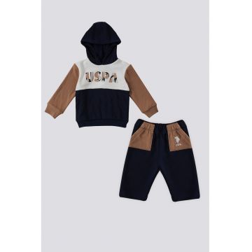 Set de hanorac si pantaloni de trening - Maro/Crem/Bleumarin