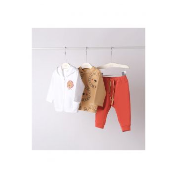 Trening 3 piese pentru bebe baiat -  4.8056 - Alb/Portocaliu