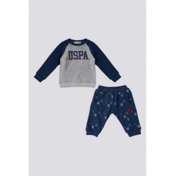 Trening cu imprimeu logo - Albastru inchis/Gri melange