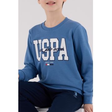 Trening din amestec de bumbac - 2 piese - Alb murdar/Albastru deschis/Bleumarin