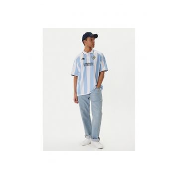 Tricou sport barbati -  poliester reciclat - alb - albastru