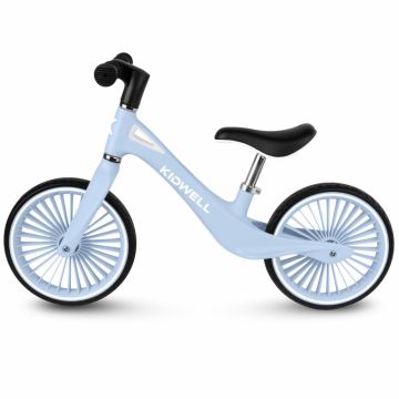 Bicicleta de echilibru fara pedale pentru copii, Kidwell Nix Blue Aura, 3.05 kg, roti PU 29 cm, reglabila, 80-120 cm, maxim 30 kg