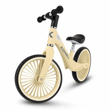 Bicicleta de echilibru fara pedale pentru copii, Kidwell Nix Yellow, 3.05 kg, roti PU 29 cm, reglabila, 80-120 cm, maxim 30 kg