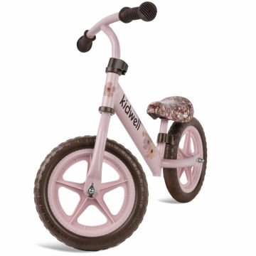 Bicicleta de echilibru fara pedale pentru copii, Kidwell Rebel Flower, 2.64 kg, roti EVA 28 cm, reglabila, 80-120 cm, maxim 30 kg