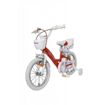 Bicicleta pentru copii Novokids SplendOr Pro Line Edition Rosu, cosulet, roti 14 inch, maxim 35 kg, cadru din otel, roti ajutatoare detasabile, ghidon reglabil pe inaltime