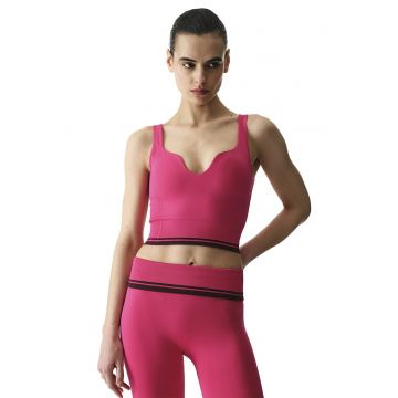 Bustiera cu burete cu decolteu amplu - pentru fitness - Roz aprins - Deep Purple -