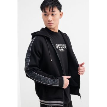 Hanorac cu fermoar si segmente laterale ciu monograma - Negru/Alb murdar/Gri inchis