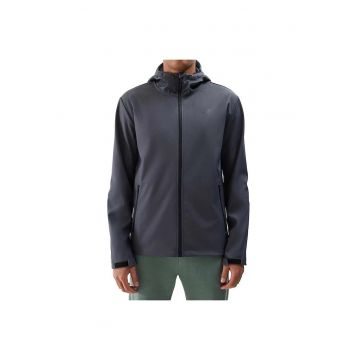 Jacheta softshell  barbati - gri - poliester - gluga ajustabila - 2 buzunare laterale cu fermoar