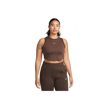 Maiou sport dama  Chill Knit - croiala slim - material moale - maro - poliester-lyocell-spandex