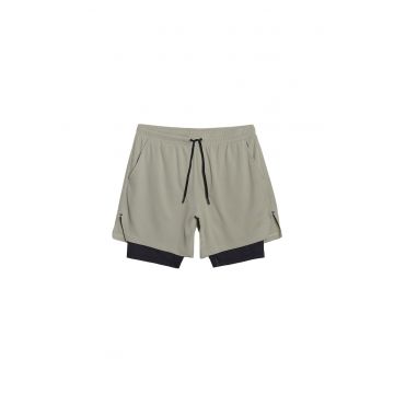 Pantaloni scurti de trening  Kaki - uscare rapida - pentru barbati - material sintetic
