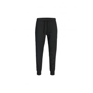 Pantaloni sport barbati -  negru - 76% poliester reciclat - 21% bumbac -