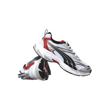 Pantofi sport barbati  Morphic - material textil - siret - talpa de cauciuc ALB - Alb | Negru