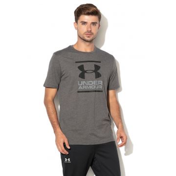 Tricou cu imprimeu logo pentru fitness GL Foundation - Gri inchis melange