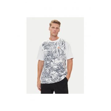 Tricou sport barbati  cu imprimeu - alb - bumbac