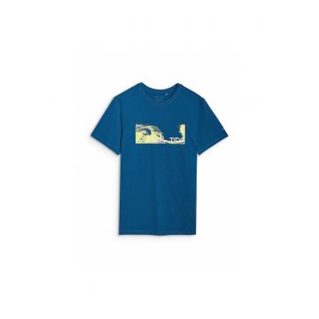 Tricou sport barbati  turcoaz - imprimeu valuri - bumbac