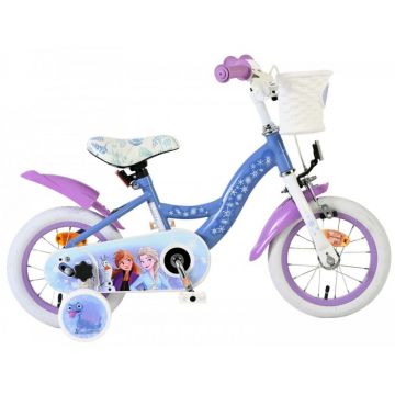 Bicicleta pentru copii EL Disney Frozen 12 inch, frana de mana pe roata fata, scaun si ghidon reglabil, spite metalice, roti gonflabile, cosulet pe ghidon