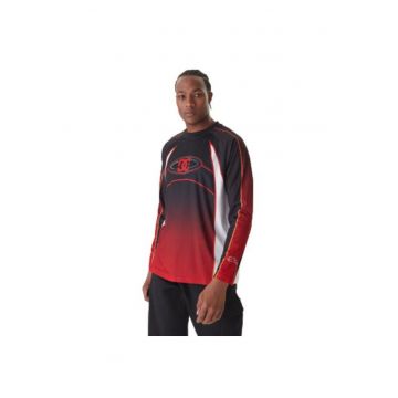 Bluza cu maneca lunga pentru barbati -  poliester - rosu/bleumarin -