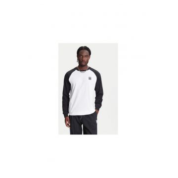 Bluza cu maneci lungi contrastante si logo frontal
