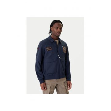 Geaca bomber barbati -  bleumarin - poliester - fermoar