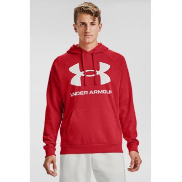 Hanorac din fleece cu imprimeu logo si maneci raglan - pentru fitness Rival - Rosu