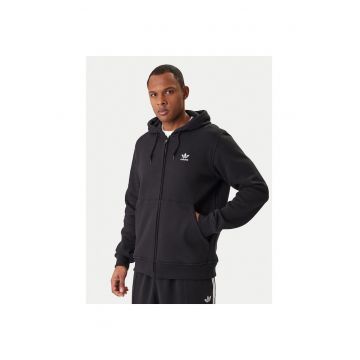 Hanorac sport barbati -  fermoar - negru - 70% bumbac - 30% poliester reciclat