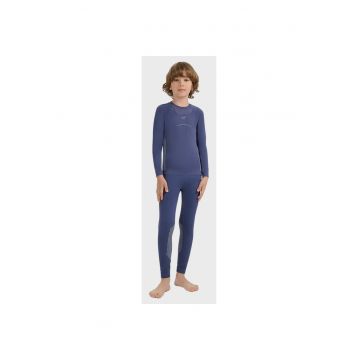 Set Lenjerie De Corp Termica Pentru Baieti -  Useam248 - Marimea 140-146 - Pantaloni Si Bluza - Material Respirabil Flexibil - Tehnologie 4Fskin Fara Cusaturi - Imbracaminte Termoactiva Ideala Pentru Antrenament Sport Iarna Activitati - Bleumarin