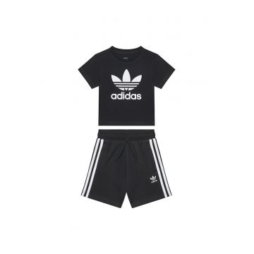 Set Tricou si Pantaloni Scurti Unisex Copii  negru/alb -