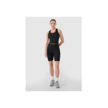 Top scurt de trening  uscare rapida - croiala slim - sintetic - negru