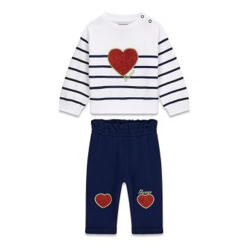 Costum de trening cu inimi din particule stralucitoare - Alb/Albastru ultramarin
