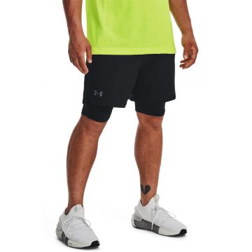 Pantaloni scurti cu model 2-in-1 pentru fitness Vanish - Negru/Gri