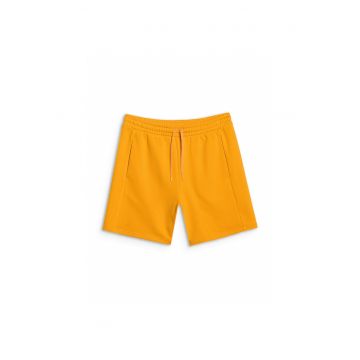 Pantaloni scurti de trening barbati  portocalii - bumbac/poliester - talie elastica - 2 buzunare