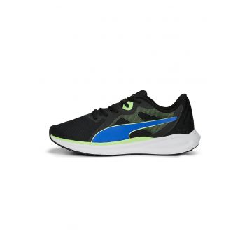 Pantofi cu garnituri de plasa pentru alergare Twitch Runner Fresh - Negru melange/Verde lime