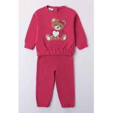 Set de bluza de trening cu imprimeu ursulet si pantaloni de trening - Roz