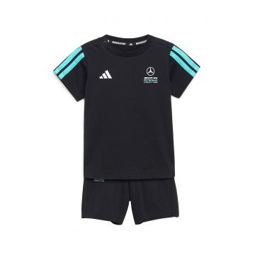 Set de tricou si pantaloni scurti Mercedes-AMG PETRONAS Formula 1 Team - Alb/Negru/Turcoaz