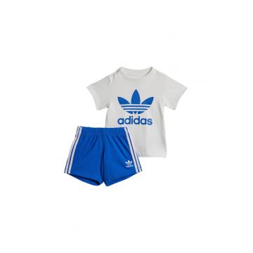 Set tricou si pantaloni scurti baiat  alb/albastru