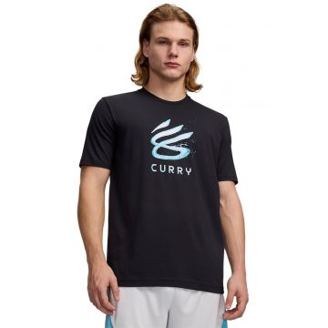 Tricou cu imprimeu pe partea din fata - pentru baschet Curry Splash - Albastru pastel/Negru
