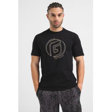 Tricou cu logo - pentru fitness - Negru