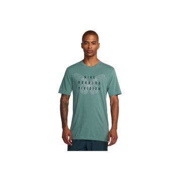 Tricou sport  Running Division - verde - bumbac/poliester - Dri-FIT - detalii reflectorizante