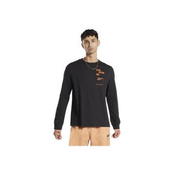 Bluza sport  cu maneca lunga - bumbac - negru -