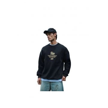 Bluza sport pentru barbati  cu imprimeu - negru - bumbac/poliester/elastan