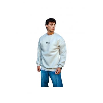 Bluza supradimensionata -  imprimeu text - alb - bumbac/poliester/elastan