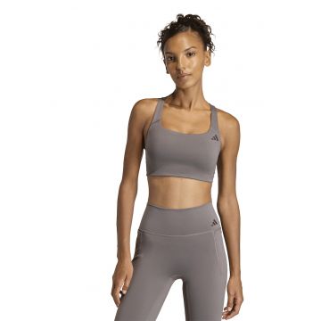 Bustiera cu suport mediu pentru fitness Optime - Maro taupe -