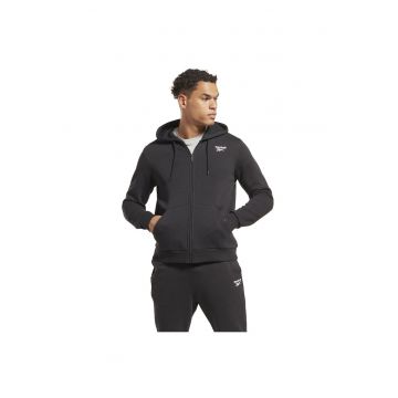 Hanorac sport barbati  bumbac moale/poliester - gluga cu snur - negru -