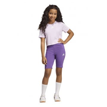 Set de tricou crop cu logo si colanti scurti