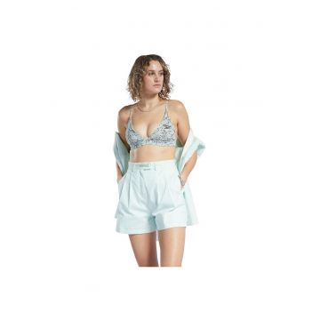 Sutien sport  model floral - sustinere medie - decolteu in V - bumbac elastic -