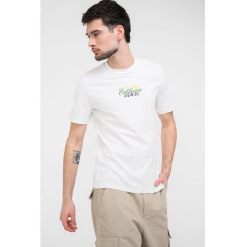 Tricou din bumbac cu logo - Verde englez/Alb murdar