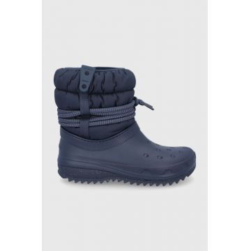 Crocs cizme de iarnă culoarea bleumarin PUFF.LUXE.BOOT.W.207312-BLACK