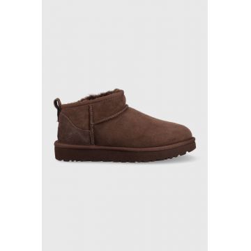 UGG cizme de zăpadă din piele Classic Ultra Mini culoarea: maro 1116109.BCDR