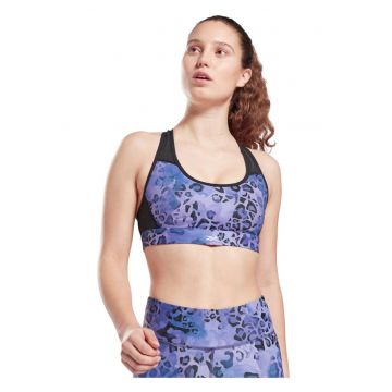 Bustiera sport  imprimeu leopard - sustinere medie - eliminare transpiratie - multicolor - poliester reciclat.