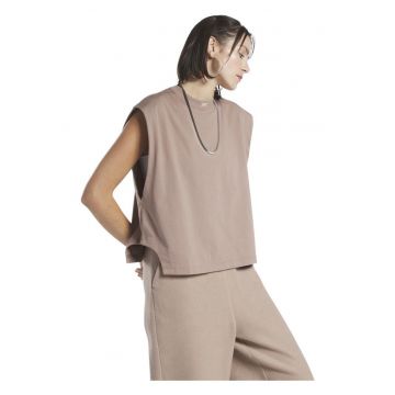 Maiou sport  croiala supradimensionata - decupaje moderne - culoare maro - 100% bumbac -